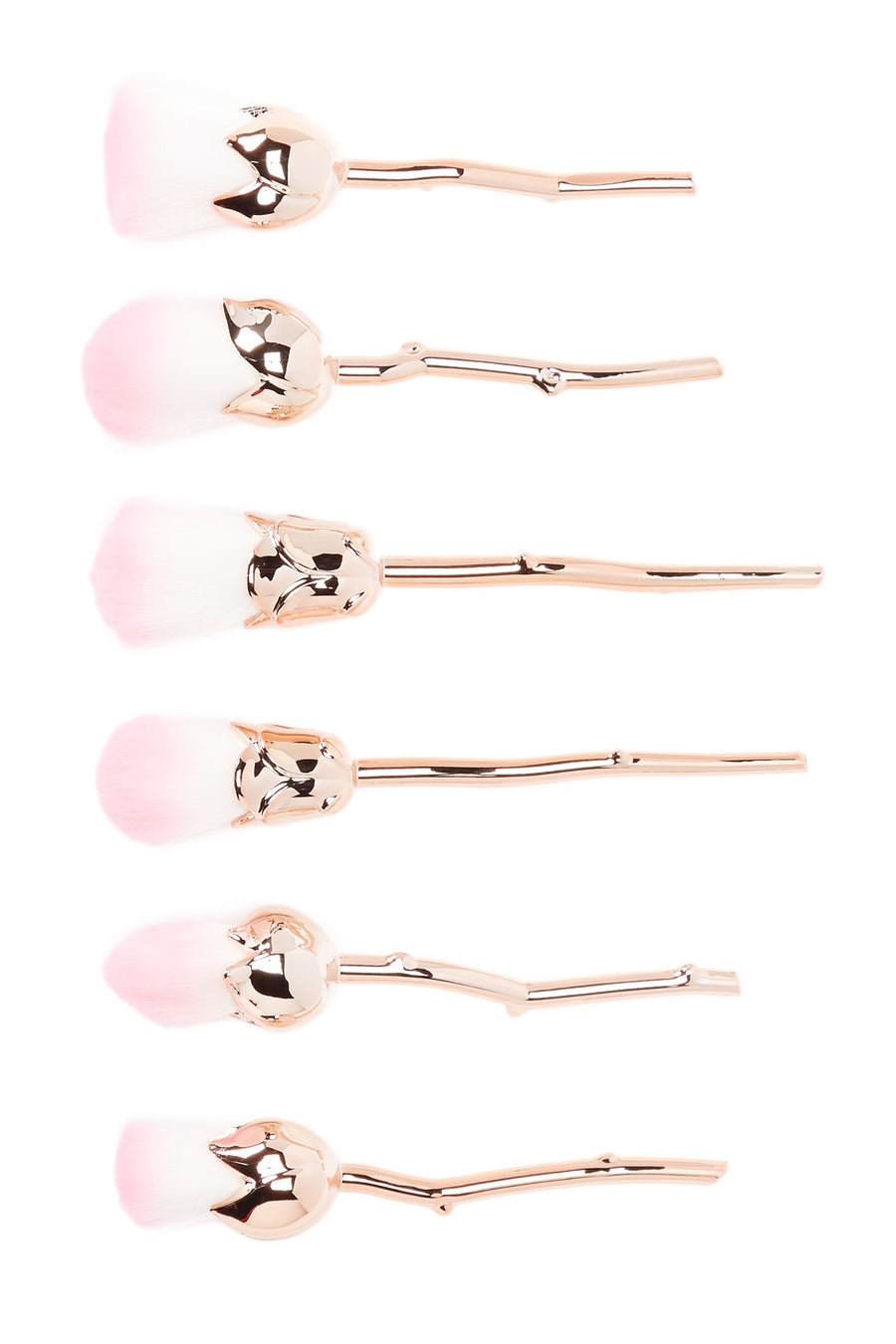 Rose Makeup 6-Piece Brush Set - White/Pink - Blend Mineral Cosmetics