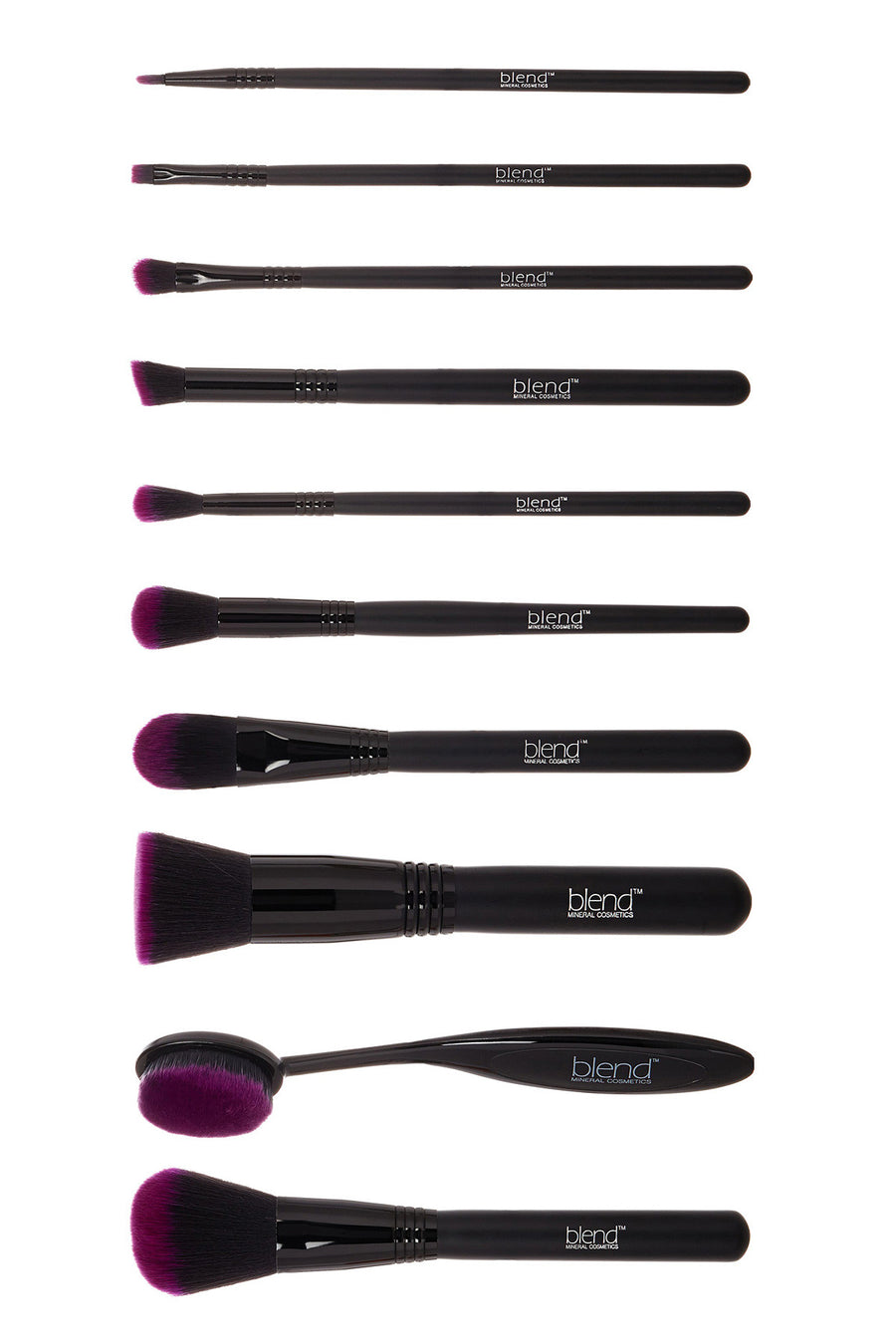 Professional Makeup Artist Complete 11-Piece Brush Kit - Purple - Blend Mineral Cosmetics