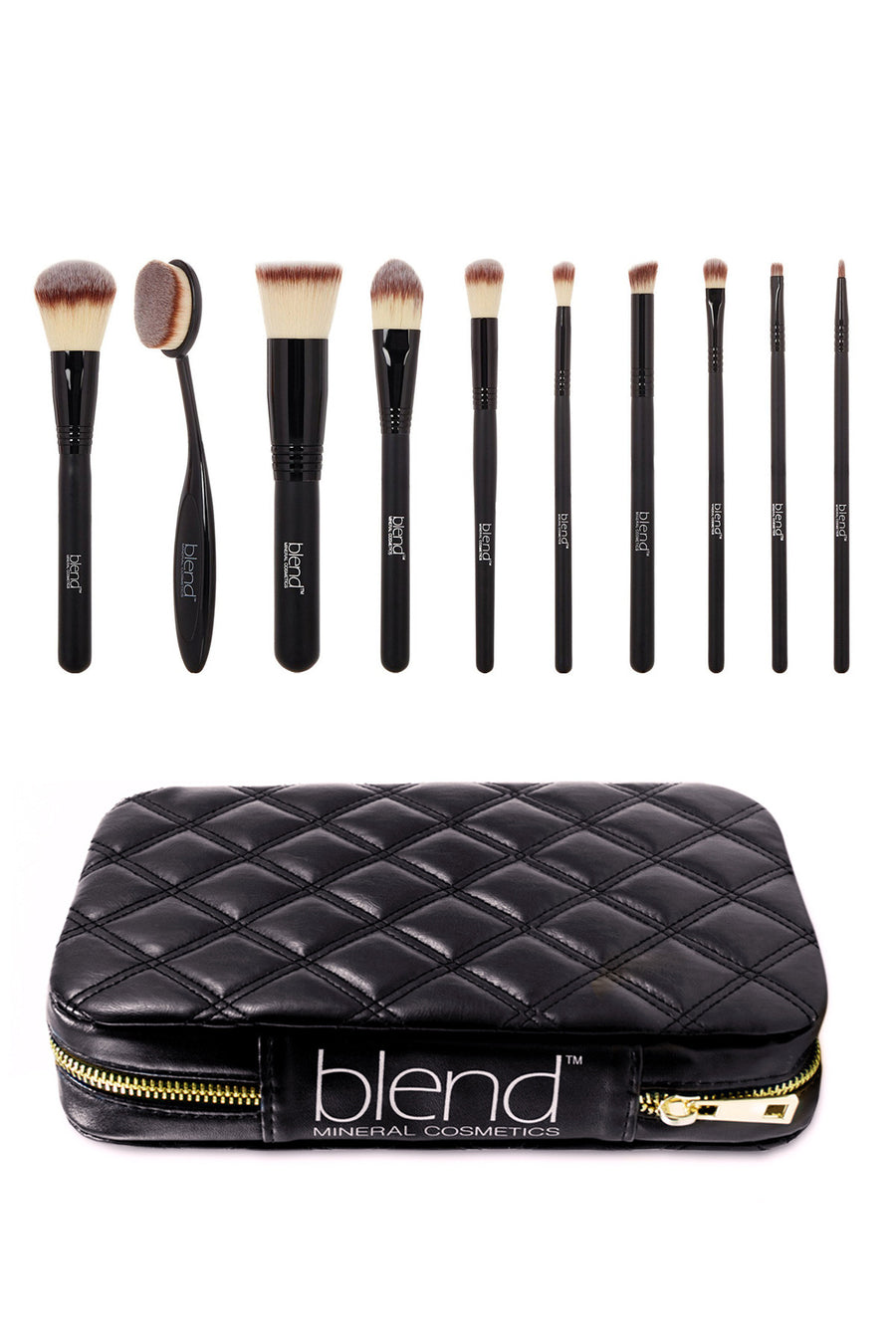 Professional Makeup Artist Complete 11-Piece Brush Kit - Mixed Brown - Blend Mineral Cosmetics